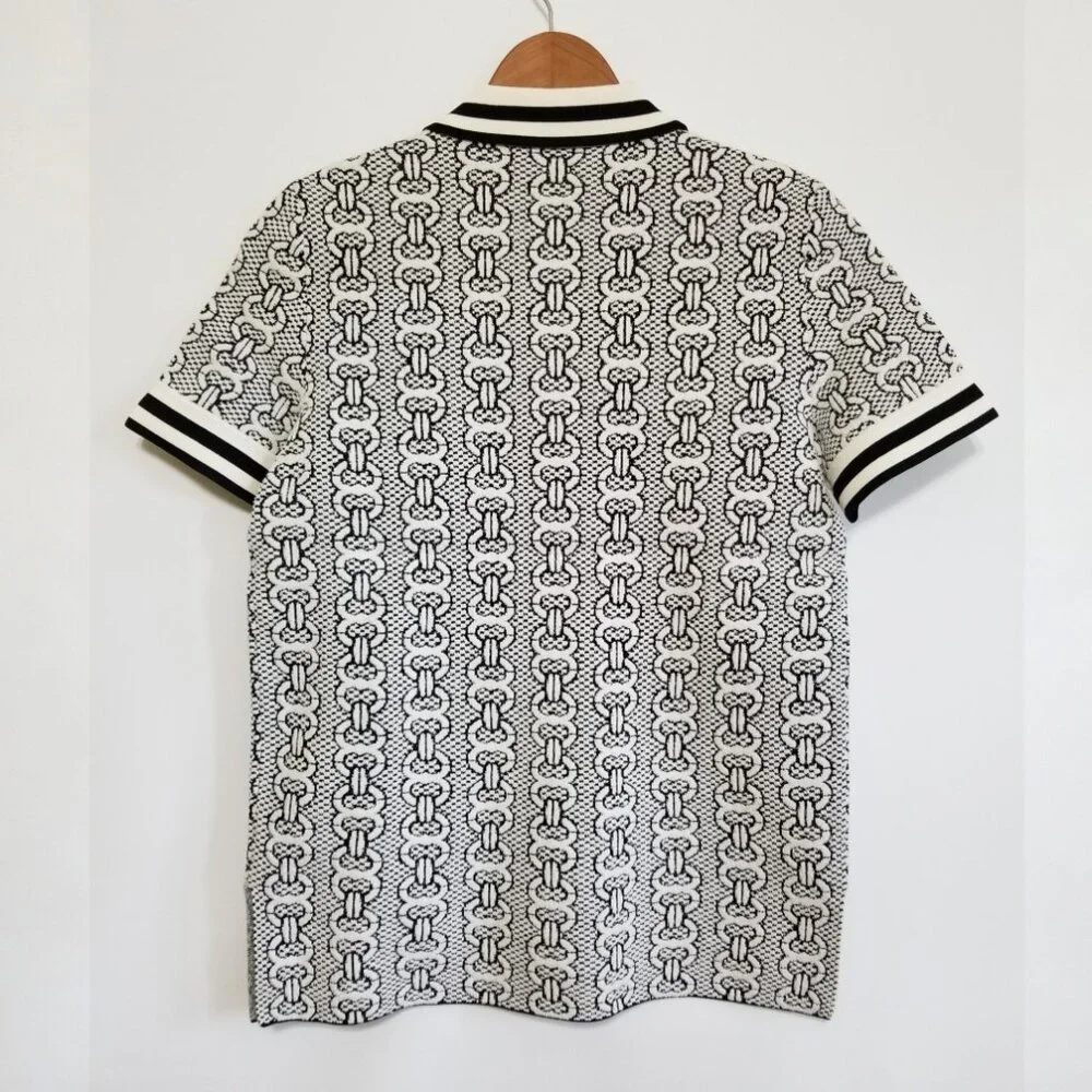 NWT Tory Burch Gemini Link Sweater Polo Shirt Top in New Ivory Black Size S $348